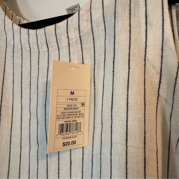 NWT A New Day Linen Blend Striped Sleeveless Shift Dress Women’s Medium White - Picture 5 of 10